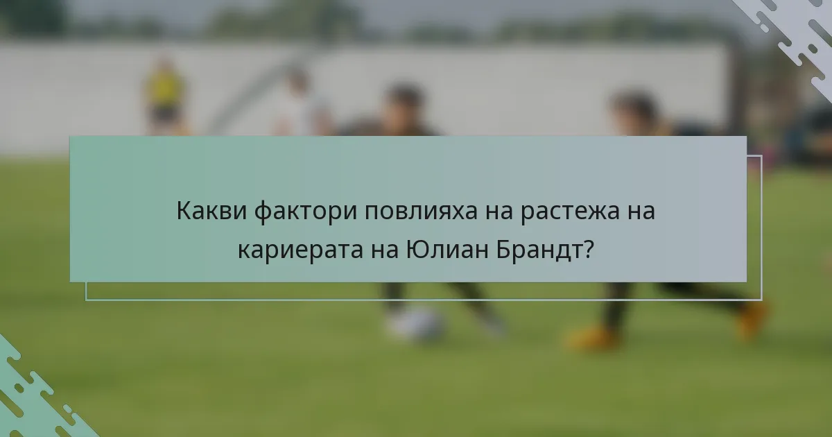 Какви фактори повлияха на растежа на кариерата на Юлиан Брандт?