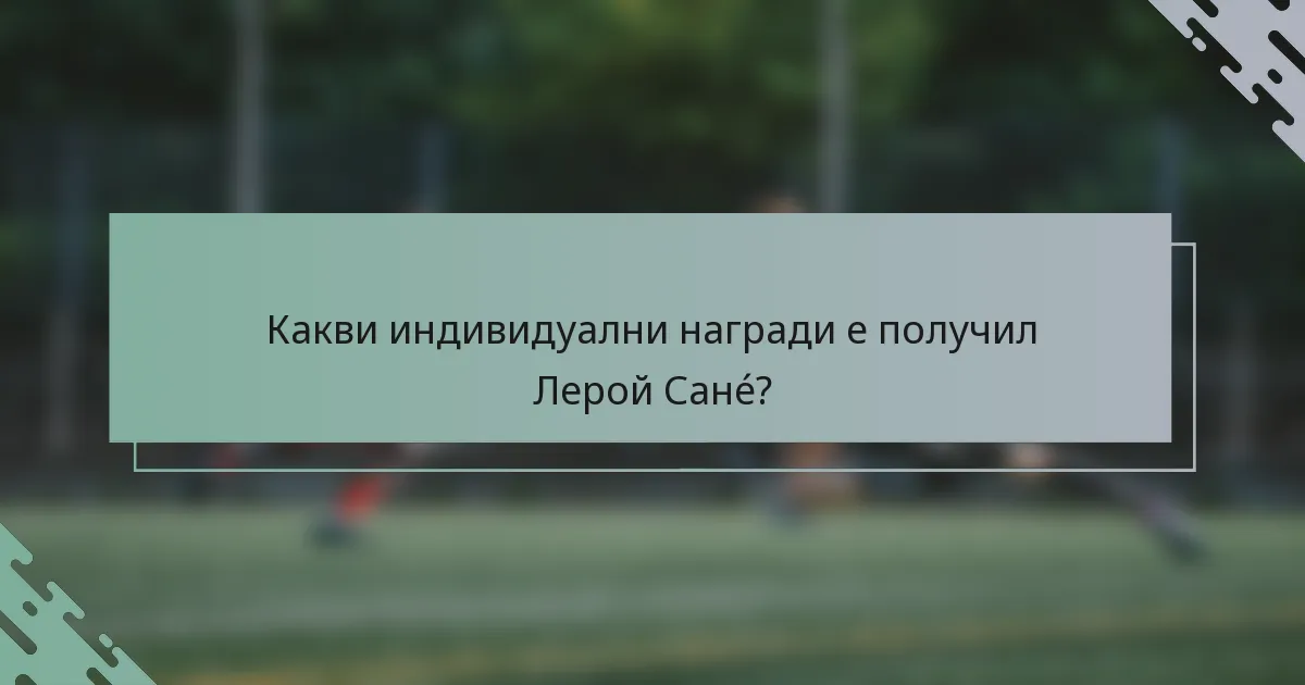 Какви индивидуални награди е получил Лерой Санé?